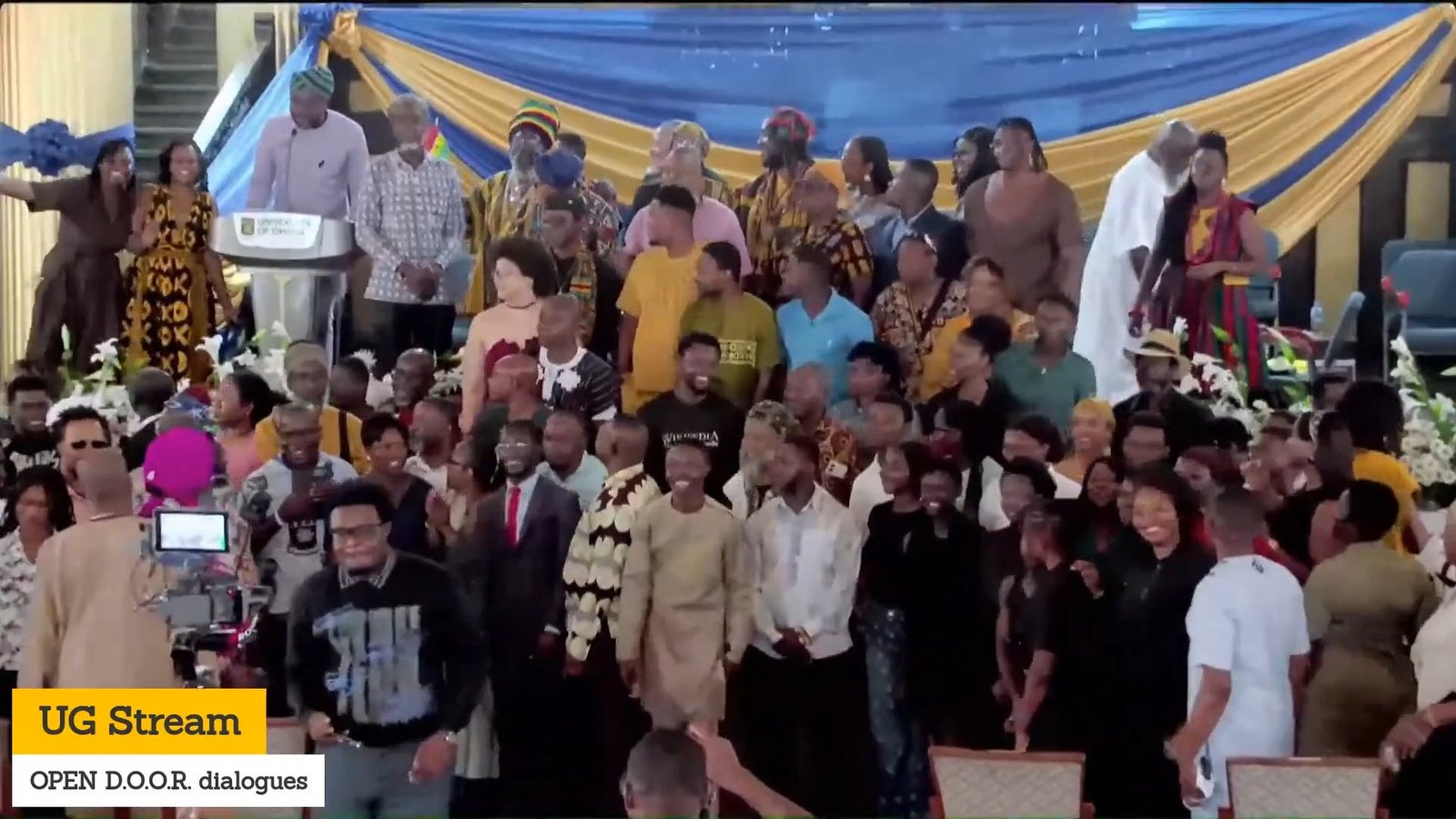 Group chant at the Open D.O.O.R. Dialogues media launch