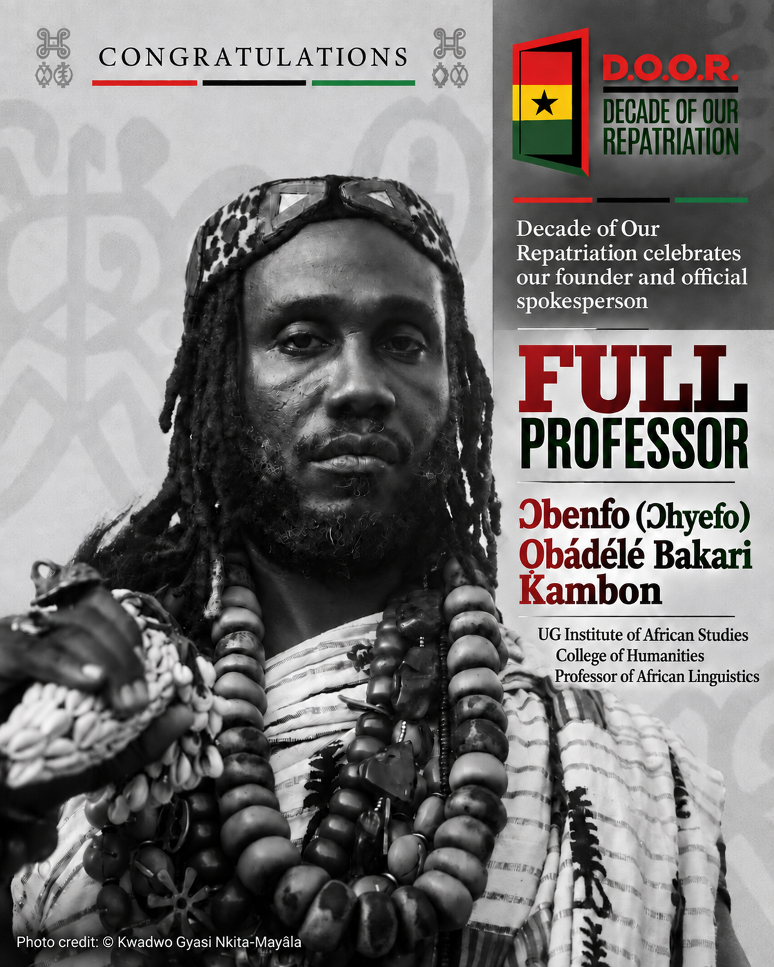 DOOR celebrates Ɔbenfo Ọbádélé Kambon