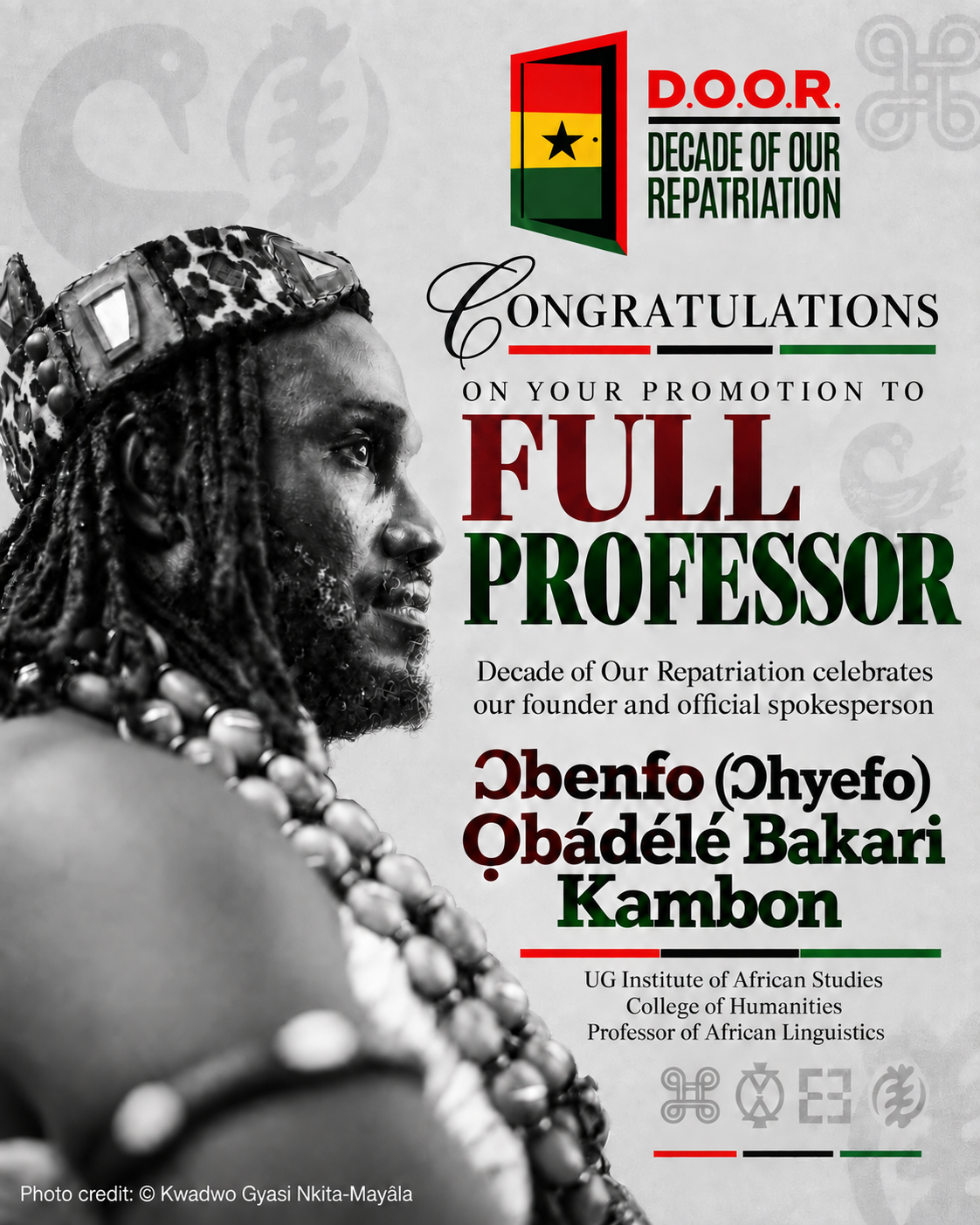 Full Professor of African Linguistics Ɔbenfo Ọbádélé Kambon