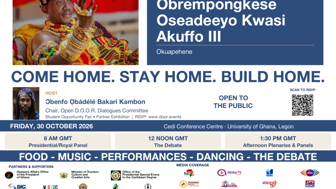 8 days left — Open D.O.O.R. Dialogues with Obrempongkese Oseadeeyo Kwasi Akuffo III, Okuapehene
